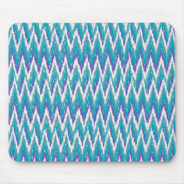 Teal and Amethyst iKat ZigZag pattern Mouse Mat (Front)