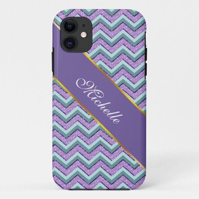 Teal and Amethyst ZigZag Case-Mate iPhone Case (Back)
