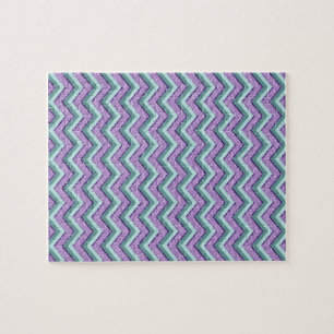 Teal and Amethyst ZigZag Jigsaw Puzzle