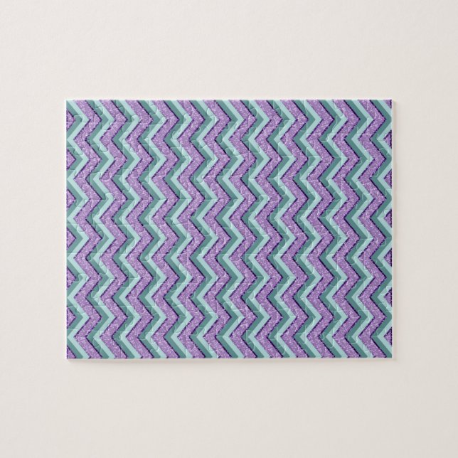 Teal and Amethyst ZigZag Jigsaw Puzzle (Horizontal)