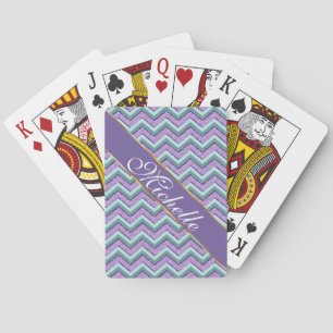 Teal and Amethyst ZigZag Playing Cards