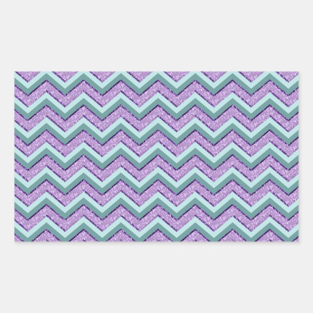 Teal and Amethyst ZigZag Rectangular Sticker (Front)