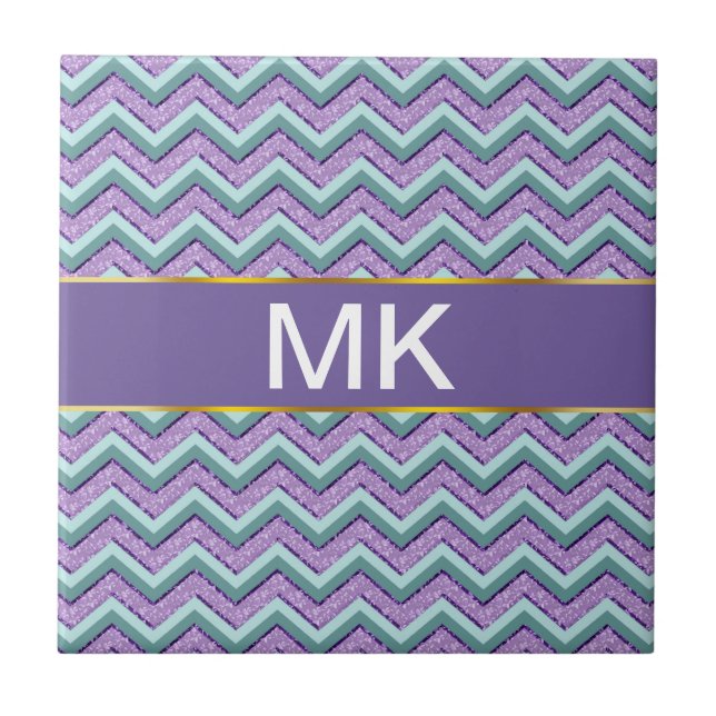 Teal and Amethyst ZigZag Tile (Front)