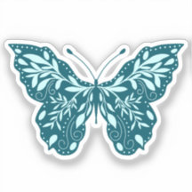 Teal and Aqua Botanical Butterfly