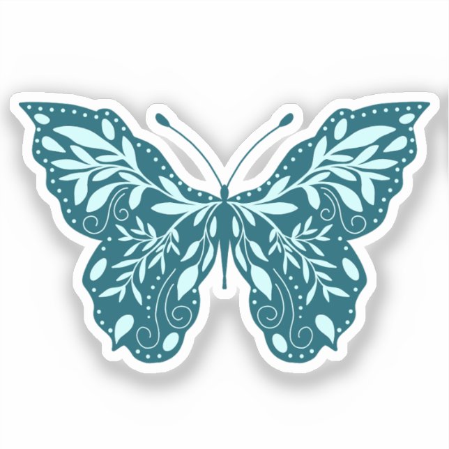 Teal and Aqua Botanical Butterfly (Front)