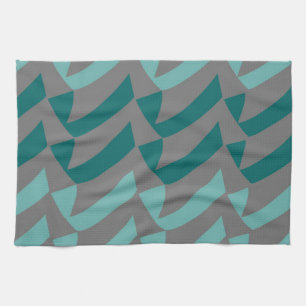 Teal and Aqua Grey Checks Tea Towel