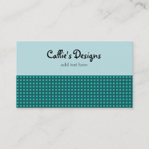Teal and Aqua Tiny Check Pattern Business Card
