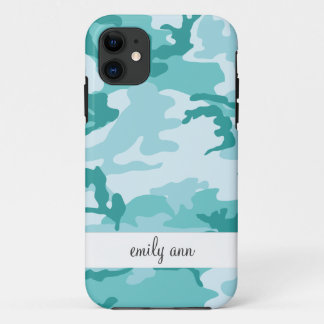 Teal and Aquamarine Urban Camoflage Pattern iPhone 11 Case