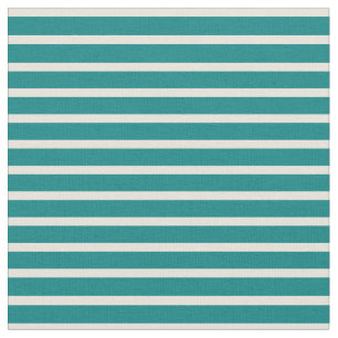 Teal and Beige Coloured Stripes/Lines Pattern Fabric
