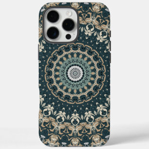 Teal and Beige Mandala Pattern Design iPhone 16 Pro Max Case