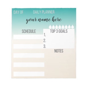Teal and Beige Personalised Planner Notepad