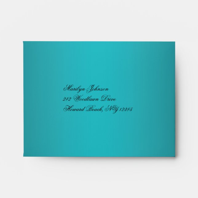 Teal and Black A2 Envelope for Reply Card (Front)