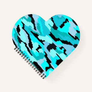 Teal and Black Abstract Print Notebook