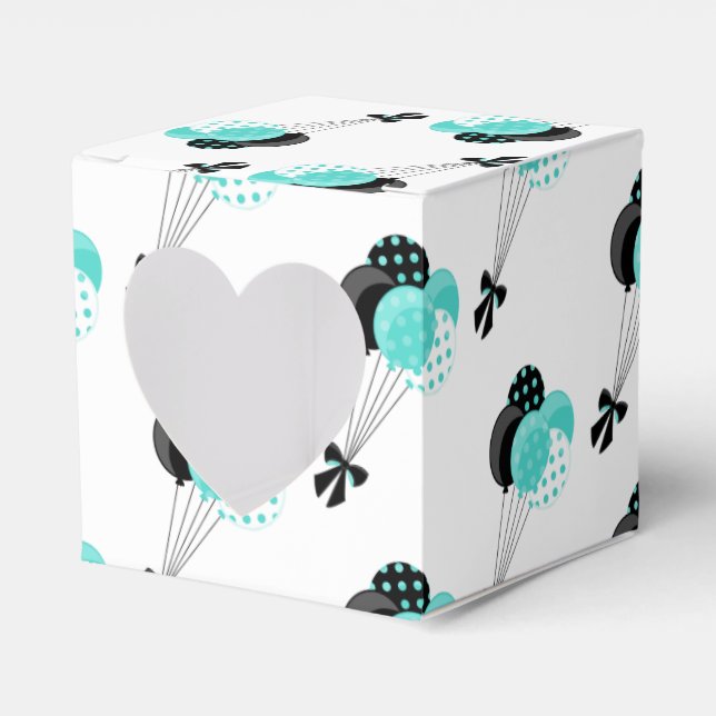 Teal and Black Balloon Celebration Favour Box (Front Side)