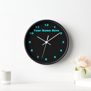 Teal and Black Clock Custom Text Colours and Fonts