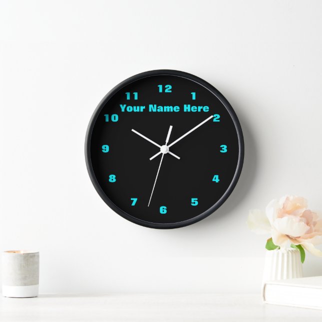 Teal and Black Clock Custom Text Colours and Fonts (Home)