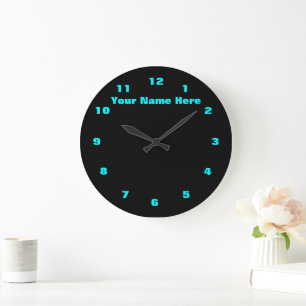 Teal and Black Clock Custom Text Colours and Fonts