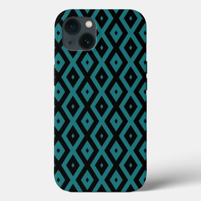 Teal and black diamond pattern Case-Mate iPhone ca Case-Mate iPhone Case (Back)