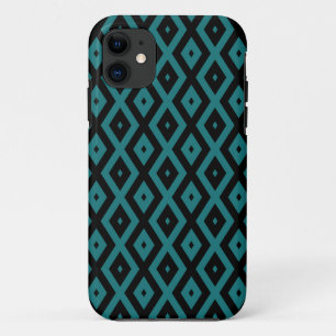 Teal and black diamond pattern iPhone 11 case