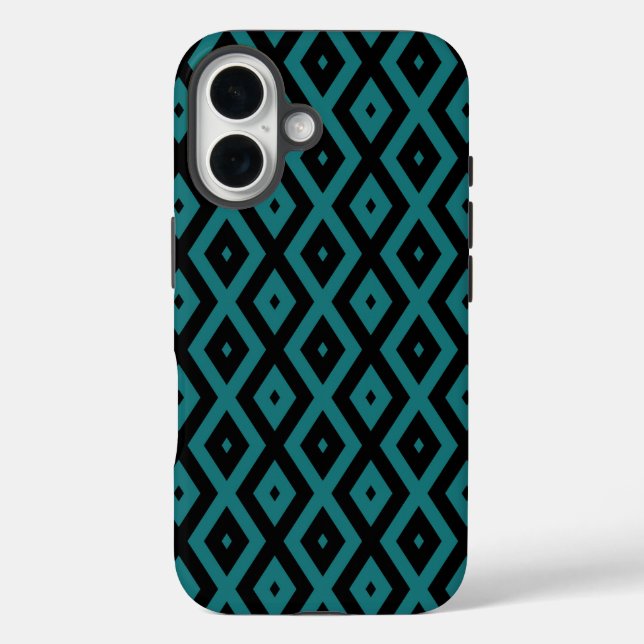 Teal and black diamond pattern Case-Mate iPhone case (Back)