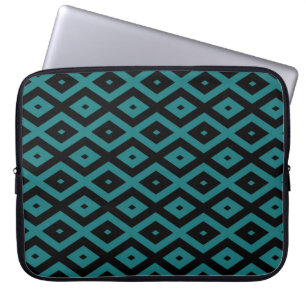 Teal and black diamond pattern laptop sleeve