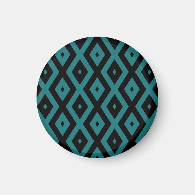 Teal and black diamond pattern magnet (Front)