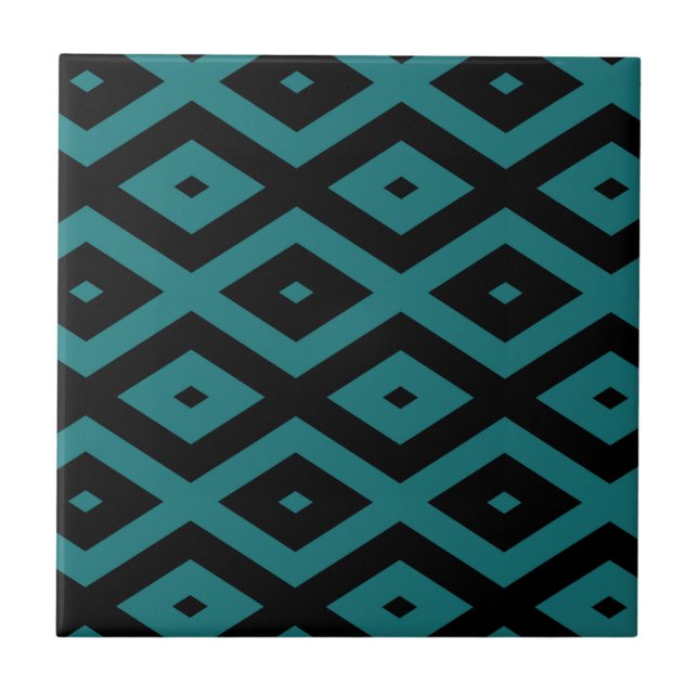 Teal and black diamond pattern tile (Front)