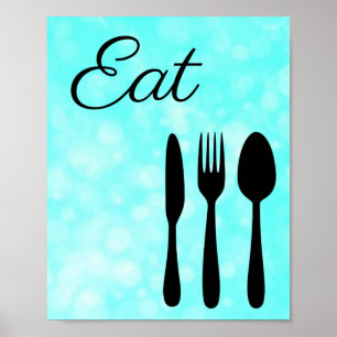 Teal and Black Eat Sign for Kitchen