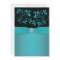 Teal and Black Floral Jewelled Wedding Invitation