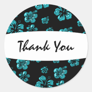 Teal and Black Hibiscus Flower Floral Sticker
