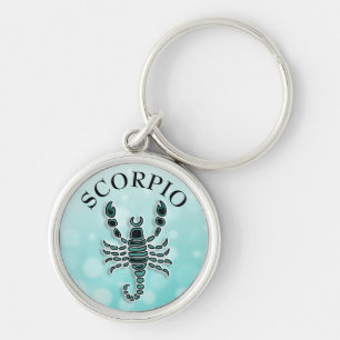 Teal and Black Horoscope Sign Scorpio Key Ring