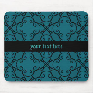 Teal and black kaleidoscope mouse mat