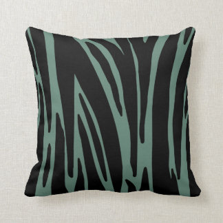 Teal and Black Modern Zebra Stripes Cushion