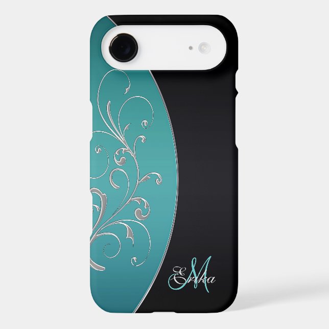 Teal and Black Personalised iPhone 6 Plus Case (Back)