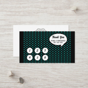 Teal and Black Polka Dot Loyalty Card