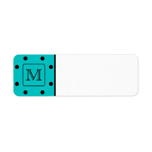 Teal and Black Polka Dot Pattern. Custom Monogram.