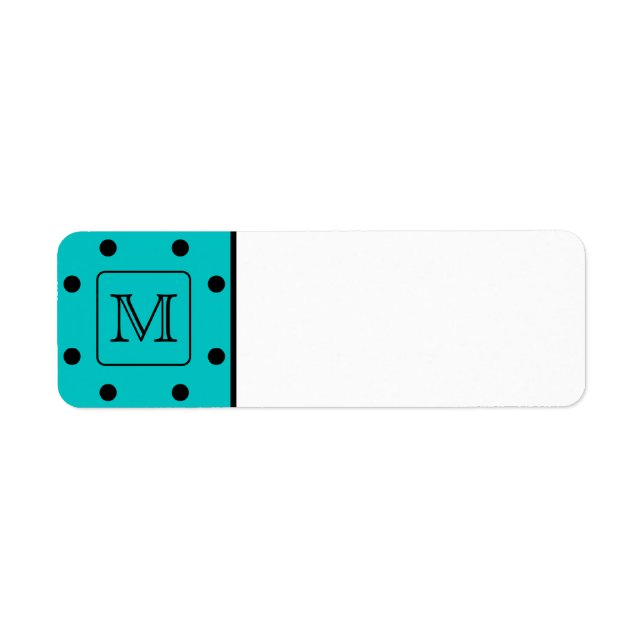 Teal and Black Polka Dot Pattern. Custom Monogram. (Front)
