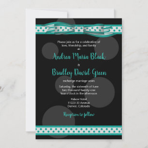 Teal and Black Polka Dots Invitation