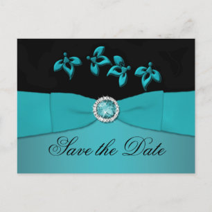 Teal and Black Save the Date Postcard