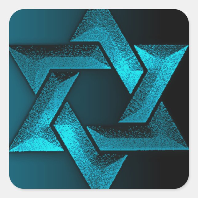 Teal and Black Star of David Square Sticker (Front)