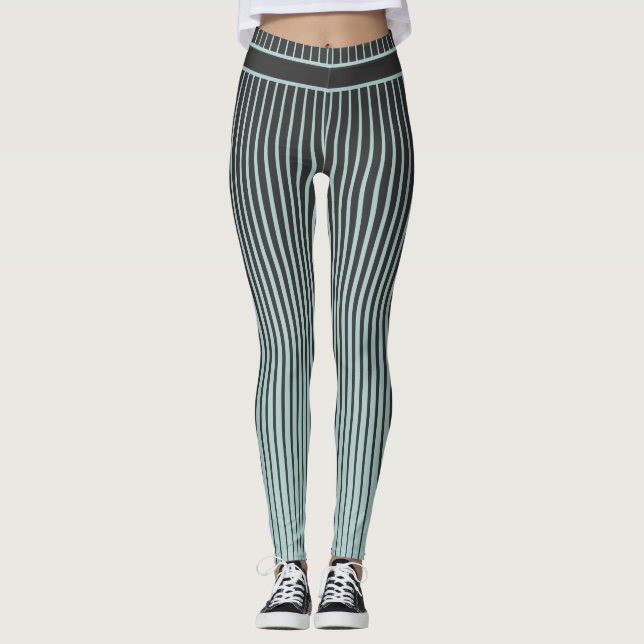 Teal and Black Striped Leggings (Front)