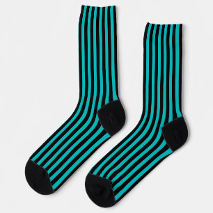 Teal And Black Stripes Socks