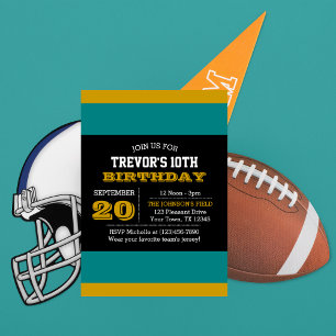 Teal and Black Team Birthday Invitation