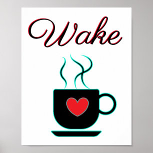Teal and Black Wake Sign for Kitchen