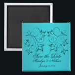 Teal and Black Wedding Favor Magnet<br><div class="desc">This save the date magnet matches the invitation and other items shown below. The text is customizable so you can change it to say "Thank You" and give it out as a wedding favor. If you require any other matching items in this design,  please email me your request.</div>