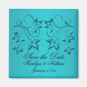 Teal and Black Wedding Favor Magnet