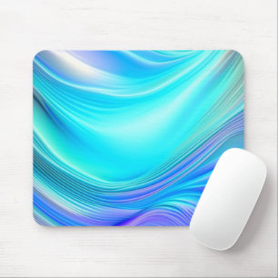Teal and Blue Abstract Ai Art Silky Satin Rolls Mouse Mat