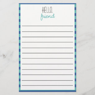 Teal And Blue Lined Stationery