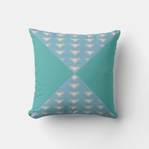 Teal and blue triangles, small triangle patterns cushion
