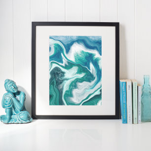 Teal and Blue Turquoise Water Ocean Marble Canvas Print
